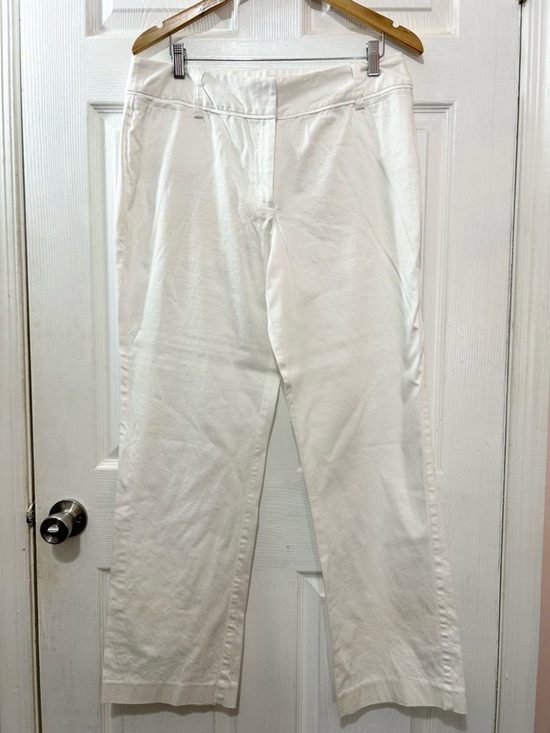 Cato Pants - Cato White Straight Leg Pants Size 14 | Cropped Ankle Cotton Stretch Trousers